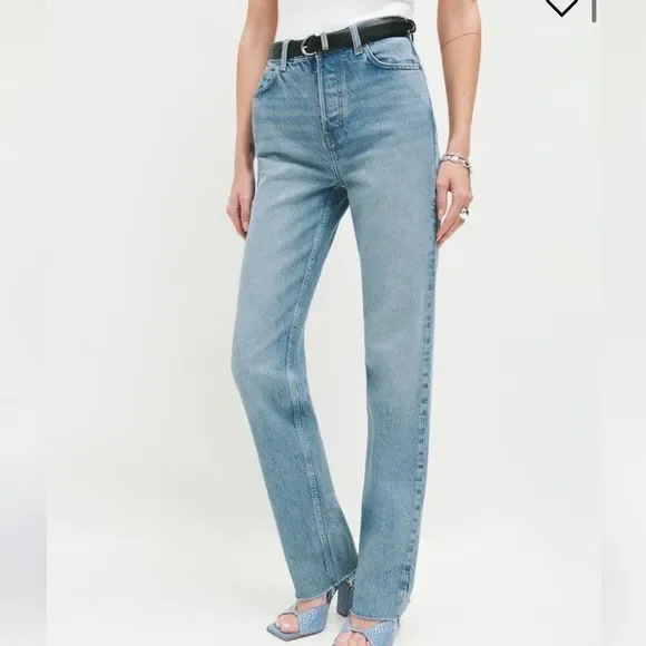 NWT Reformation Cynthia High Rise Straight Long Jeans color: Kenia size 26 - Picture 1 of 6